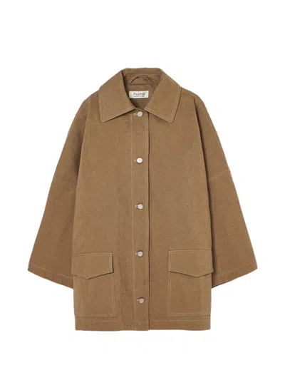 Psophia Contrast-stitch Button-down Coat In Purple
