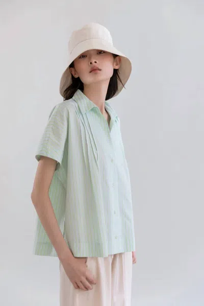 Psophia Cotton Oxford Open-front Cape Shirt In Light Blue