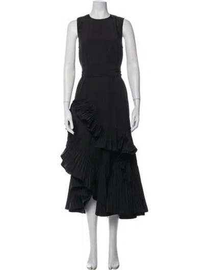 Pre-owned Psophia Crew Neck Midi Length Dress In Black
