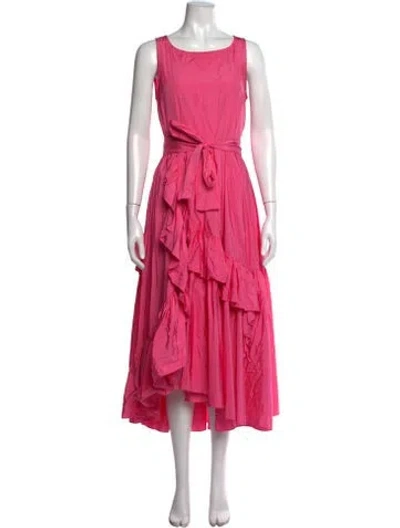 Pre-owned Psophia Crew Neck Midi Length Dress In Pink