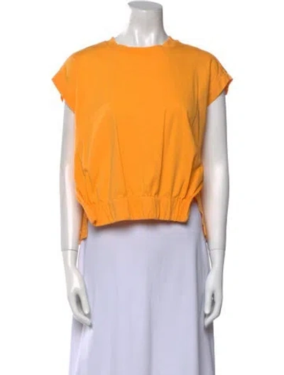 Pre-owned Psophia Crew Neck Short Sleeve Crop Top In Orange