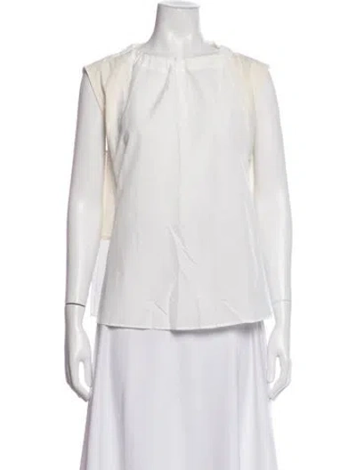 Pre-owned Psophia Crew Neck Sleeveless Top In White