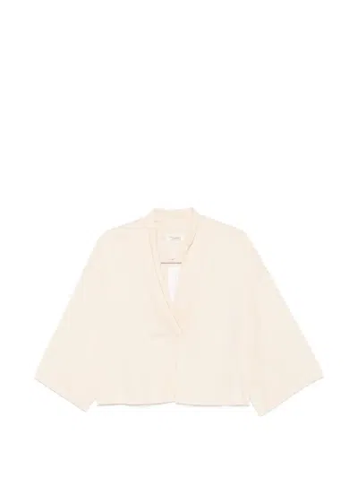 Psophia Cut-out Sleeve V-neck Blouse In Neutral