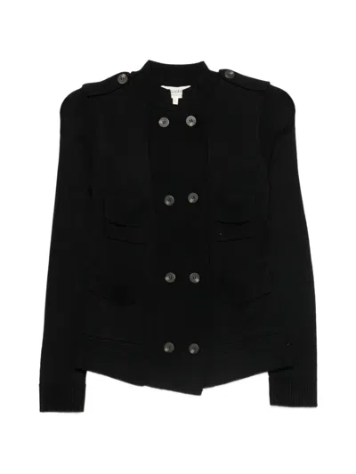 Psophia Double-breasted Button-up Cardigan In Black