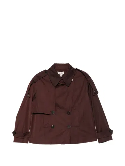 Psophia Double-breasted Cropped Coat (set Of Two) In Brown