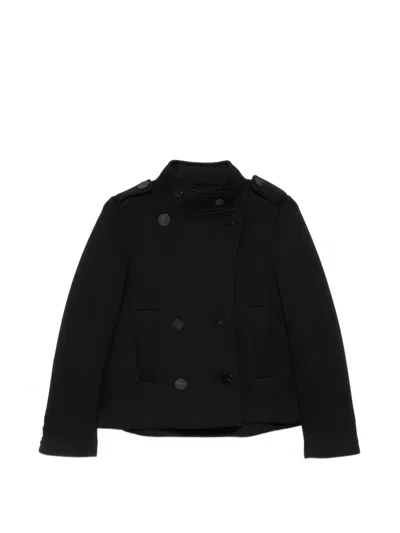 Psophia Double-breasted Epaulette Coat In Black