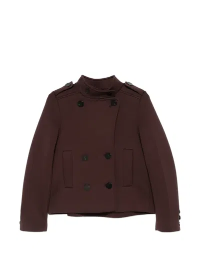 Psophia Double-breasted Epaulette Coat In Brown