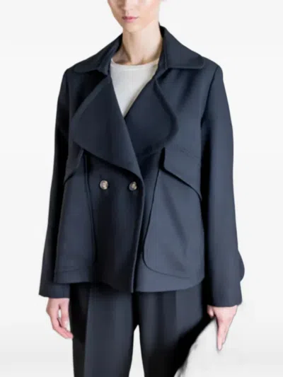 Psophia Double-breasted Flared Jacket In Black