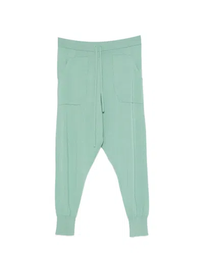 Psophia Drawstring Fine-knit Track Pants In Green