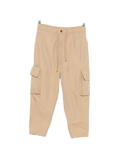 Psophia Drawstring-detail Elasticated-waistband Cotton Cargo Pants In Brown