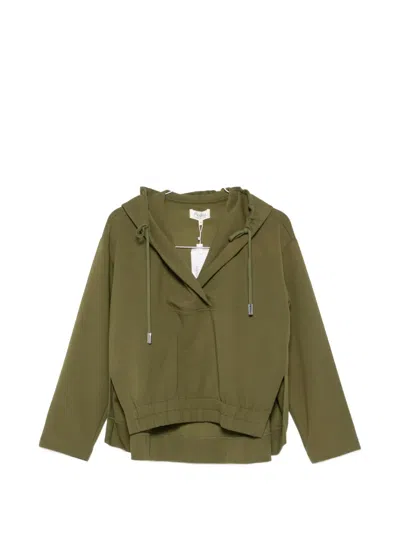 Psophia Drawstring-hood Elasticated-hem Hoodie In Brown