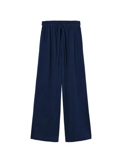 Psophia Drawstring-waist Wide-leg Trousers In Blue