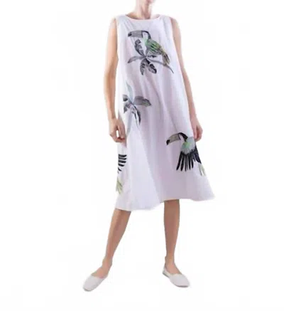 Psophia Embroidered Bird Dress In White