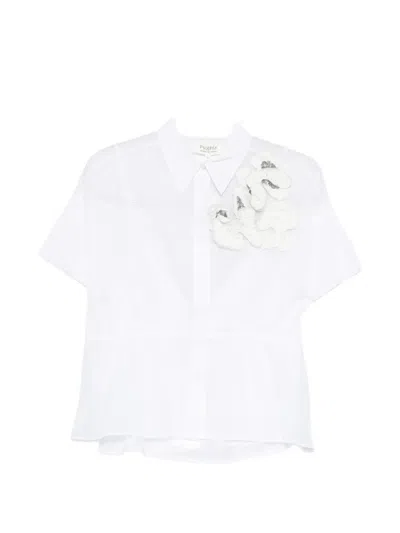 Psophia Floral-appliqué Shirt In White