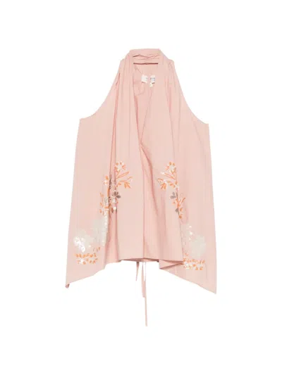 Psophia Floral Halterneck Top In Pink