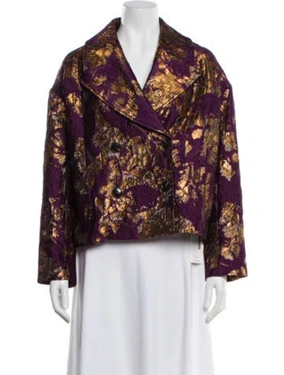 Pre-owned Psophia Floral Print Evening Jacket W/ Tags In Purple
