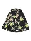 Psophia Floral Print Hooded Jacket In Black Floral Print In Black