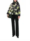 Psophia Floral Print Hooded Jacket In Black Floral Print In Black