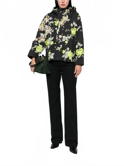 PSOPHIA FLORAL PRINT HOODED JACKET IN BLACK FLORAL PRINT