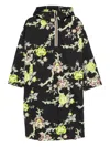 Psophia Floral-print Hooded Parka In Black