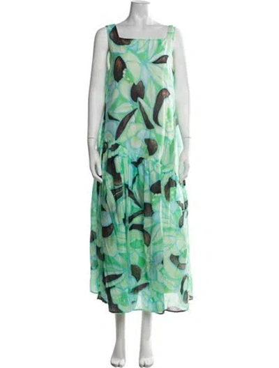 Pre-owned Psophia Floral Print Long Dress W/ Tags In Green