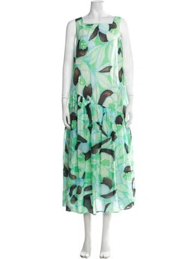 Pre-owned Psophia Floral Print Long Dress W/ Tags In Green