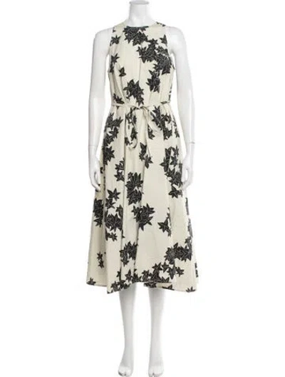 Pre-owned Psophia Floral Print Midi Length Dress In Neutral