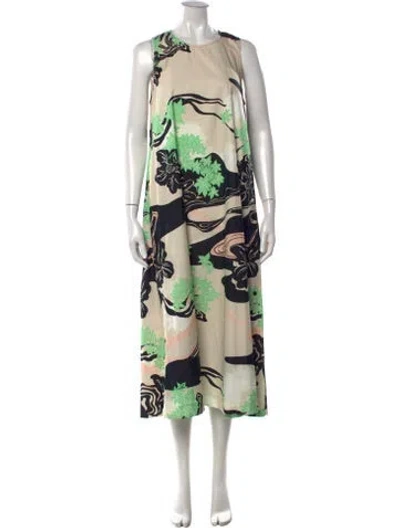 Pre-owned Psophia Floral Print Midi Length Dress In Neutrals