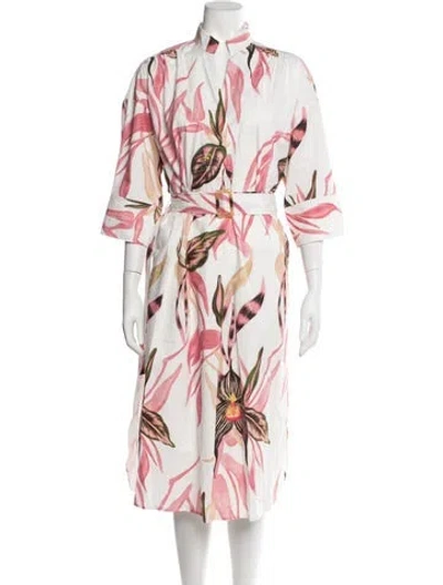 Pre-owned Psophia Floral Print Midi Length Dress In Pink