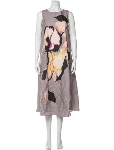 Pre-owned Psophia Floral Print Midi Length Dress In Pink