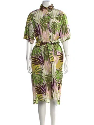 Pre-owned Psophia Floral Print Midi Length Dress W/ Tags In Green