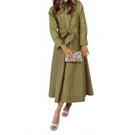 Psophia Floral Sequin Dress In Olive In Green