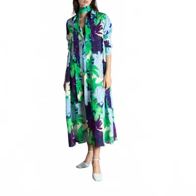 Psophia Floral Shirt Dress In Blue