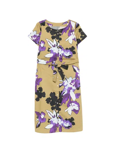 Psophia Floral Tie-waist Dress In Multi
