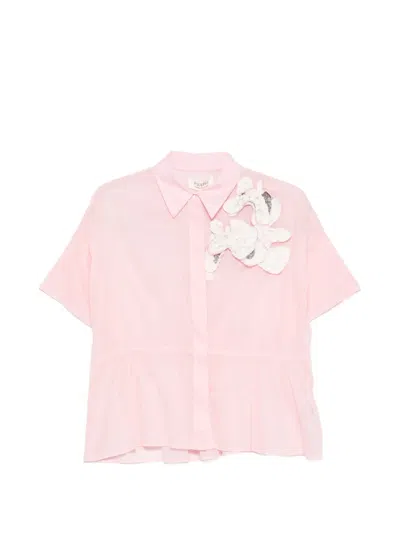 Psophia Floral-appliqué Shirt Set In Pink