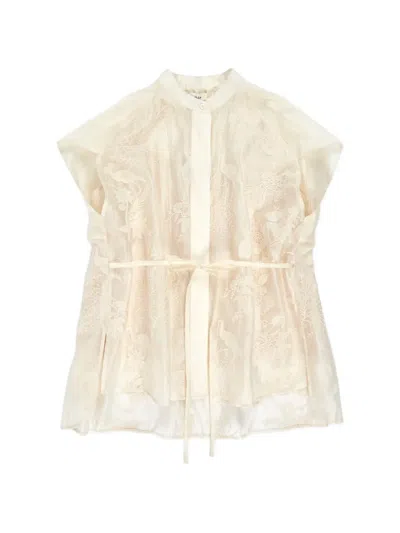 Psophia Floral-embroidered Blouse In Neutral