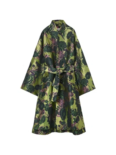 Psophia Floral-jacquard Belted Kimono Jacket In Multi