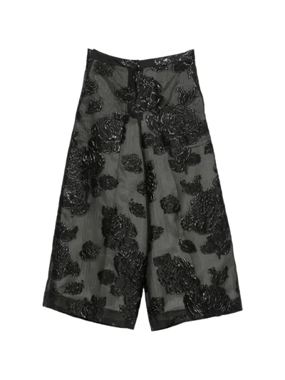 Psophia Floral-jacquard Wide-leg Palazzo Pants In Black