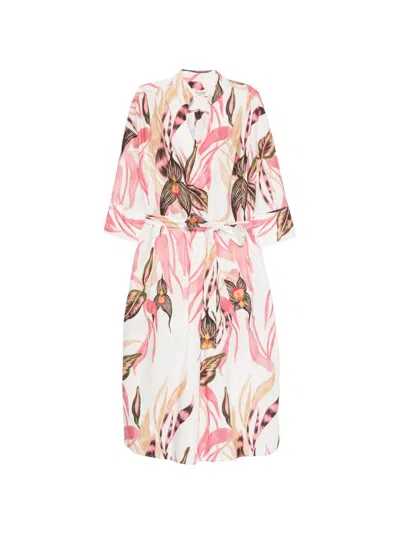 Psophia Floral-print Belted Midi Dress In Pink