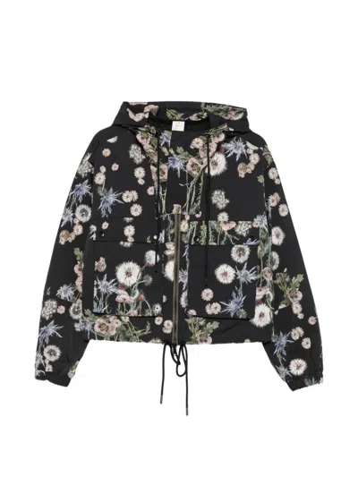 Psophia Floral-print Hooded Jacket In Black