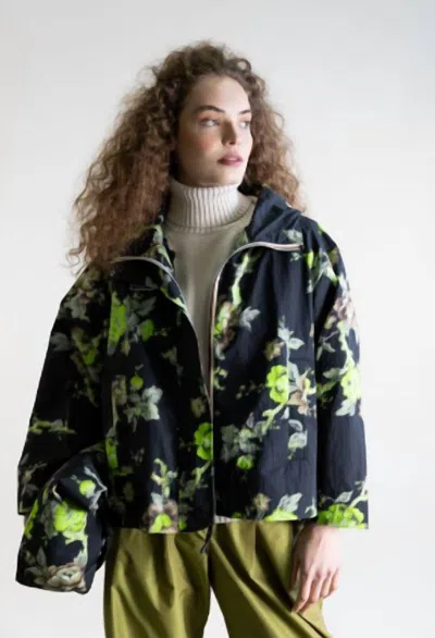 Psophia Floral-print Hooded Jacket In Indian Flower In Blue
