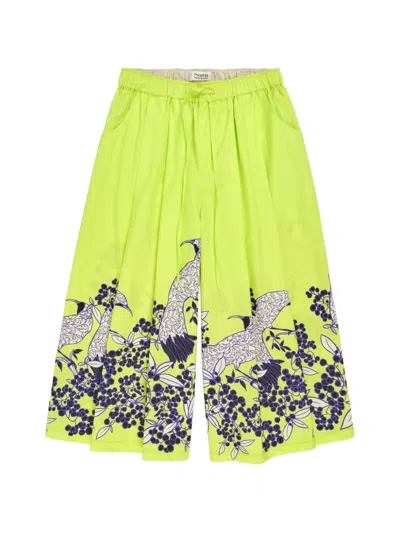 Psophia Floral-print Palazzo Trousers In Yellow