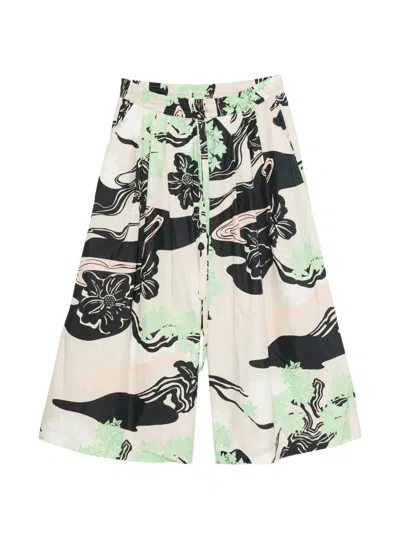 Psophia Floral-print Wide-leg Trousers In White