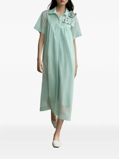 Psophia Flower-appliqué Midi Dress In Green