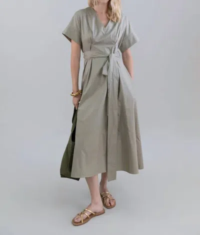 Psophia Flowy Midi Dress In Khaki In Green