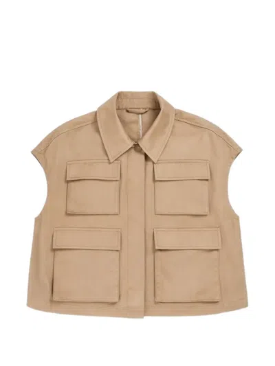 Psophia Front Pockets-detail Gilet In Brown