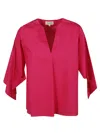 Psophia Cotton V-neck Top In Fuchsia