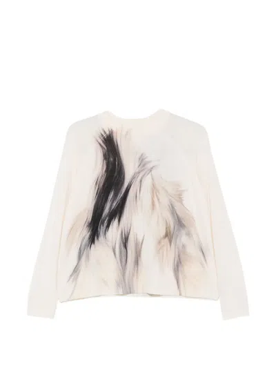 Psophia Graphic-print Raglan-sleeve Sweater In Neutral