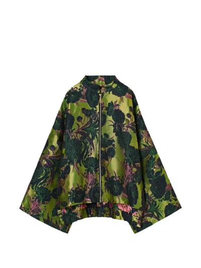 Psophia Japanese-cut Reversible Floral-jacquard Cropped Jacket In Multi