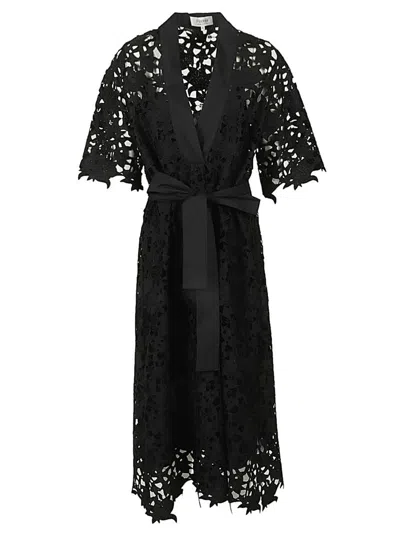 Psophia Lace Midi Dress In Black
